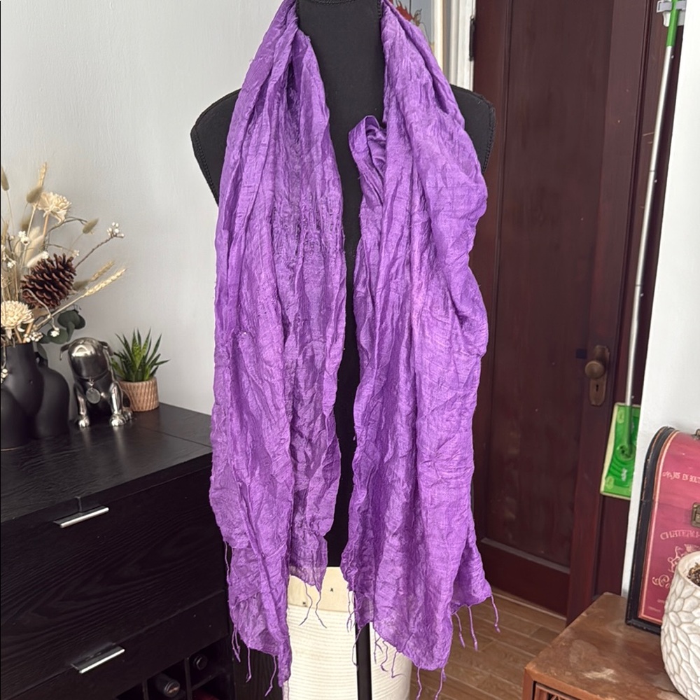 Vibrant Purple Crinkled Wrap Scarf